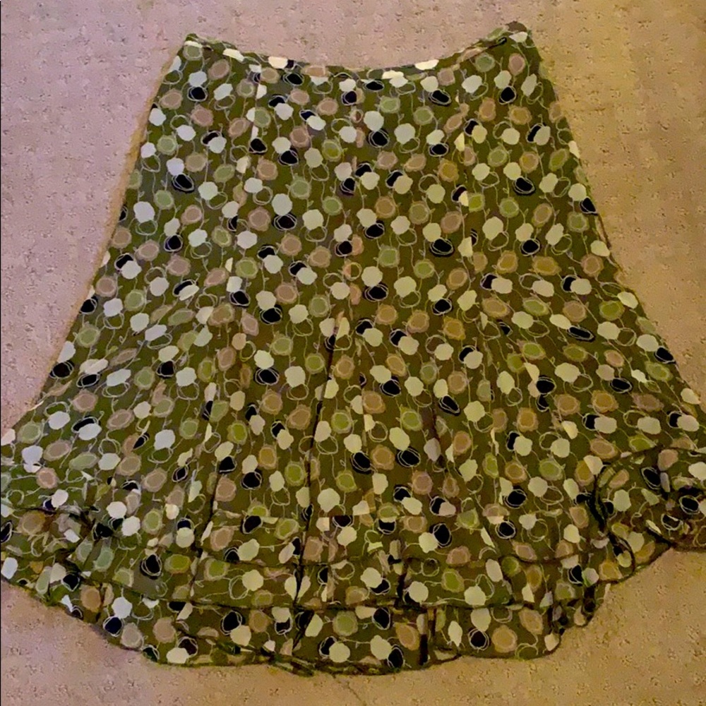 Loft Green Patterned Skirt
